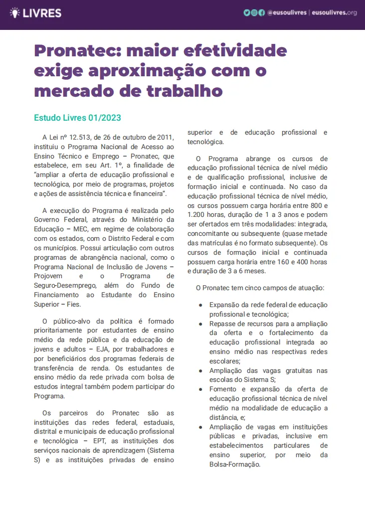 pronatec efetividade